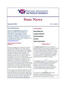 State News September 2009 Vol. 1, Issue 1  Dear NASHIA Member,