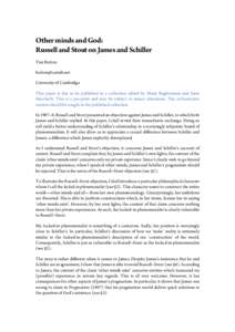 Other minds and God: Russell and Stout on James and Schiller Tim Button  University of Cambridge This paper is due to be published in a collection edited by Maria Baghramian and Sarin