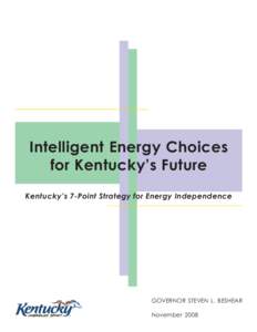 Intelligent Energy Choices for Kentucky’s Future Kentucky’s 7-Point Strategy for Energy Independence GOVERNOR STEVEN L. BESHEAR November 2008