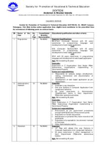 Society for Promotion of Vocational & Technical Education [SOVTECH] Andaman & Nicobar Islands (Society under A & N Administration registered under the Societies Registration Act, 1860, Regn. NodatedV
