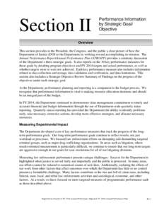 Section II  Performance Information by Strategic Goal/ Objective