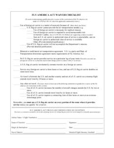FLY AMERICA ACT WAIVER CHECKLIST (pdf format)