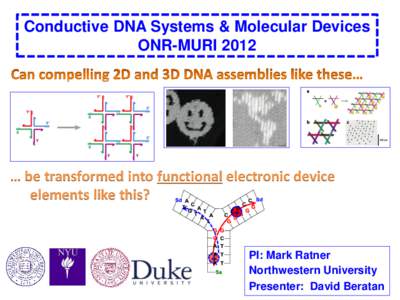 Conductive DNA Systems & Molecular Devices ONR-MURI 2012 … be transformed into functional electronic device elements like this? +