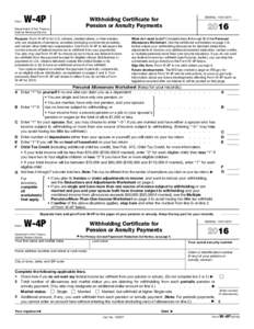Form  W-4P Department of the Treasury Internal Revenue Service