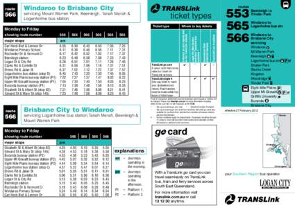 routes  servicing Mount Warren Park, Beenleigh, Tanah Merah & Loganholme bus station  showing route number