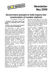 ,  Newsletter MayGovernment pressed to hold inquiry into