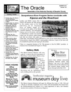 HSDC  The Oracle Newsletter of the Historical Society of Dauphin County Coming Events