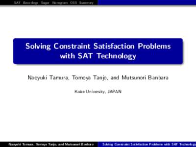 Declarative programming / Boolean satisfiability problem / DPLL algorithm / Conjunctive normal form / Constraint satisfaction / Solver / Theoretical computer science / Constraint programming / Applied mathematics