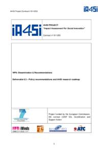 IA4SI Project (Contract n°IA4SI PROJECT “Impact Assessment For Social Innovation” Contract n° 611253