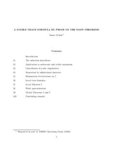 A STABLE TRACE FORMULA III. PROOF OF THE MAIN THEOREMS James Arthur* Contents Introduction §1