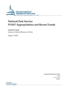 National Park Service: FY2017 Appropriations and Recent Trends