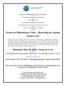 Center on Philanthropy and Civil Society with Center for the Study of Women and Society and