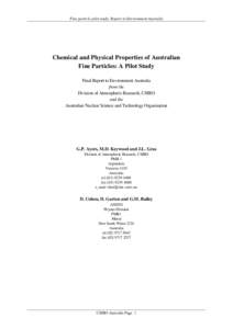 Fine particle pilot study: Report to Environment Australia  Chemical and Physical Properties of Australian Fine Particles: A Pilot Study Final Report to Environment Australia from the