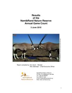 Results of the NamibRand Nature Reserve Annual Game Count  Oryx photographed by Buckeye camera trap at Moringa