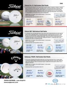 CAD  Titleist Pro V1 Refinished Golf Balls #1 BALL IN GOLF  •	 The new Tour-proven Titleist Pro V1® used golf balls provide the ultimate combination of distance, consistent