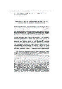 Zarecki, Jonathan P. “The Cypriot Exemption from Evocatio and the Character of Cicero’s Proconsulship.” Greece & Rome[removed]55. http://dx.doi.org[removed]S0017383511000234