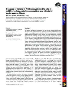 Decrease of lichens in Arctic ecosystems: the role of wildﬁre, caribou, reindeer, competition and climate in north-western Alaska por_113[removed]