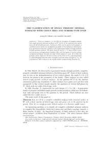 TRANSACTIONS OF THE AMERICAN MATHEMATICAL SOCIETY Volume 00, Number 0, Pages 000–000 SXXTHE CLASSIFICATION OF SINGLY PERIODIC MINIMAL