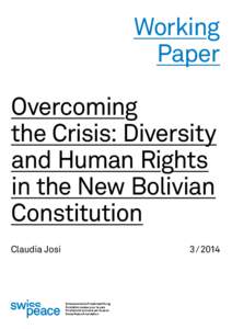 Working Paper Overcoming the Crisis: Diversity and Human Rights in the New Bolivian