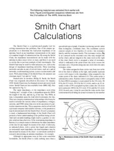 The following material was extracted from earlier editions. Figure and Equation sequence references are from the 21st edition of The ARRL Antenna Book Smith Chart Calculations The Smith Chart is a sophisticated graphic t