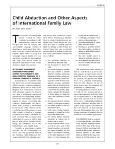 28 NJFL 85  Child Abduction and Other Aspects of International Family Law by Amy Sara Cores