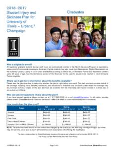 2016–2017 Student Injury and Sickness Plan for University of Illinois – Urbana / Champaign