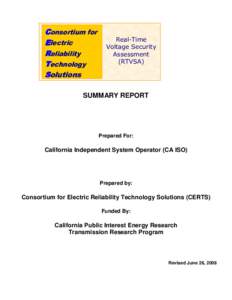 Real-Time Voltage Security Assessment (RTVSA) Summary Report