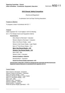 Reporting Committee – Events Other Committee – Constitution, Equipment, Executive Submission:  M32-11