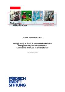 China one year after joining the WTOEnergy policy in Brazil in the context of global energy security and environmental constraints -the case of electric power