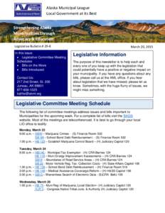 Alaska Municipal League Local Government at its Best + Strengthening Alaska Municipalities Through
