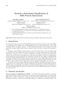 326  Genome Informatics 13: 326–Towards a Functional Classification of ARE Protein Interactions