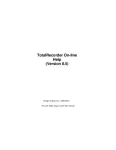 TotalRecorder On-line Help