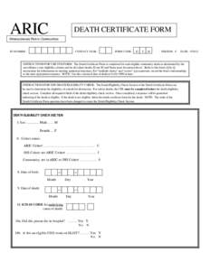 ARIC  DEATH CERTIFICATE FORM Atherosclerosis Risk in Communities