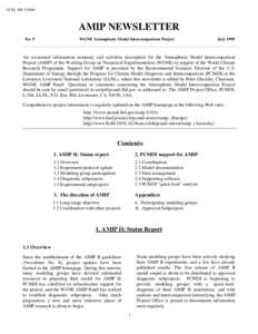 UCRL-MI[removed]AMIP NEWSLETTER No. 9  WGNE Atmospheric Model Intercomparison Project