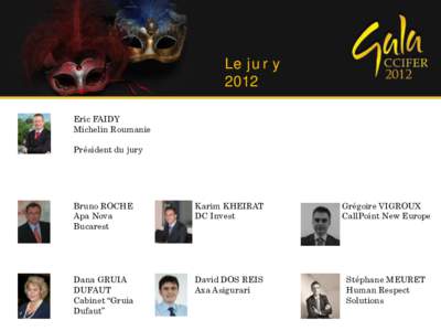 Le jury 2012 Eric FAIDY Michelin Roumanie Président du jury