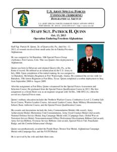 U.S. ARMY SPECIAL FORCES COMMAND (AIRBORNE) BIOGRAPHICAL SKETCH U.S. ARMY SPECIAL FORCES COMMAND PUBLIC AFFAIRS OFFICE FORT BRAGG, NC[removed][removed]http://www.soc.mil