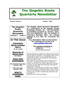 1  The Gogebic Roots Quarterly Newsletter Volume 2 Issue 4