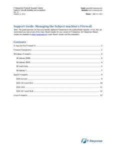 F-Response Firewall Support Guide Guide to Firewall disabling and exceptions Rev 1.0 October 12, 2012  Email:[removed]