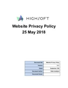 Website Privacy Policy 25 May 2018 Document Ref.  Website Privacy Policy