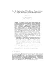 On the Optimality of Non-Linear Computations of Length-Preserving Encryption Schemes Mridul Nandi Indian Statistical Institute 