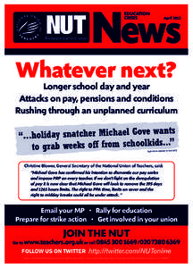 NUT News April 13 - 8709_6th Form NUT News Aug[removed]:33 Page 1  NUT The largest teachers’ union