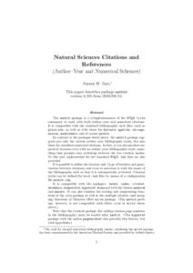 Natural Sciences Citations and References (Author–Year and Numerical Schemes) Patrick W. Daly∗ This paper describes package natbib version 8.31b from.