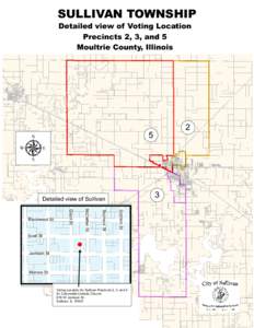 SULLIVAN TOWNSHIP Detailed view of Voting Location Precincts 2, 3, and 5 Moultrie County, Illinois  2