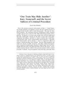 “One Train May Hide Another”: Katz, Stonewall, and the Secret Subtext of Criminal Procedure