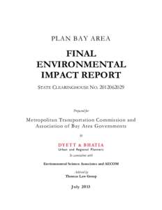 PLAN BAY AREA  FINAL ENVIRONMENTAL IMPACT REPORT STATE CLEARINGHOUSE NO
