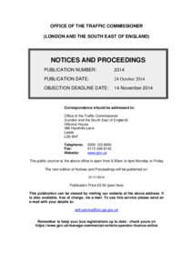 Notices and proceedings: London and the South East of England: 24 October 2014