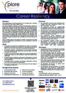 Career Resiliency Overview Outcomes  This inspiring group mentoring program is for professionals to develop