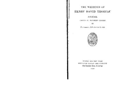 THE WRITINGS OF  HENRY DAVID THOREAU JOURNAL EDITED BY BRADFORD TORREY VI