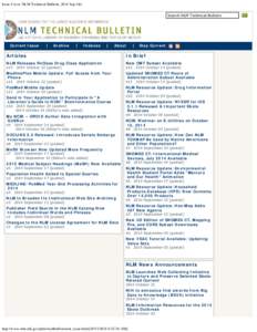Issue Cover. NLM Technical Bulletin[removed]Sep–Oct Search NLM Technical Bulletin Current Issue  Archive