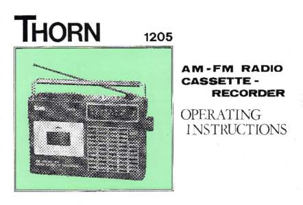 1205 AM -FM RADIO CASSETTE RECORDER  OP R AT I NG